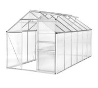 tectake Aluminium Greenhouse, Uv-Resistant, 185X375X195Cm in Clear | Size: Large TECTAKE Clear Large
