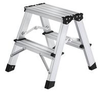 tectake Aluminium Step Ladder With Double-Sided Rungs, Foldable & Non-Slip in Silver TECTAKE Silver