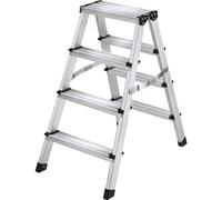 tectake Aluminium Step Ladder With Double-Sided Rungs, Foldable & Non-Slip in Silver TECTAKE Silver
