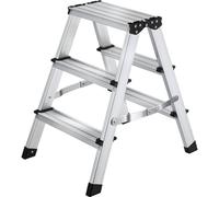 tectake Aluminium Step Ladder With Double-Sided Rungs, Foldable & Non-Slip in Silver TECTAKE Silver