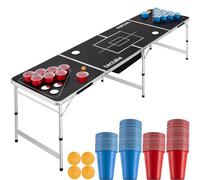 tectake Aluminum Beer Pong Table Beer Ball Blitz in Black TECTAKE Black