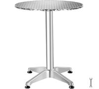 tectake Aluminum Bistro Table Viktor Ø 60 Cm, Foldable, Height-Adjustable Vikt in Silver | Size: 2 Seater TECTAKE Silver 2 Seater