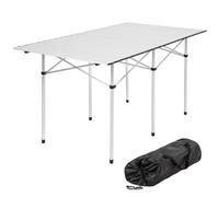ALUMINIUM FOLDING PORTABLE CAMPING TABLE ROLL TOP PICNIC GARDEN PARTY 140x70cm
