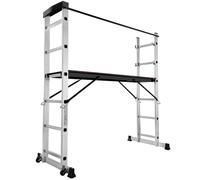 tectake Aluminum Multi-Purpose Ladder & Scaffolding in Silver TECTAKE Silver