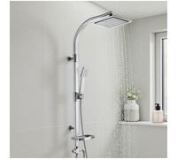 Tectake Aluminum Rain Shower System With Handheld Showerhead And Soap Dish - Grey