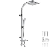tectake Aluminum Rain Shower System With Handheld Showerhead & Soap Dish in Silver TECTAKE Silver