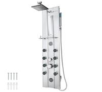 tectake Aluminum Shower Panel With 10 Massage Jets in Silver TECTAKE Silver