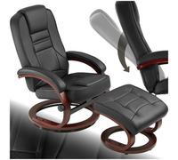 Tectake Armchair And Stool William - Adjustable Backrest, Swivelling, 150 Kg Load Capacity - Black/brown, 1