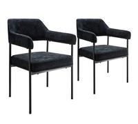 tectake Armchair Doe Set Of 2 - Woven Fabric Black/Black in Black | Size: 2 Pack TECTAKE Black 2 Pack