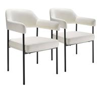Tectake Set Of 2 Armchair Doé - Durable Fabric, Black Powder-Coated Legs, 120 Kg Load, 58 X 62 X 85 Cm - Woven Fabric Off-White/black
