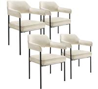 TecTake Armchair Doã©, Upholstered, Steel Legs, White