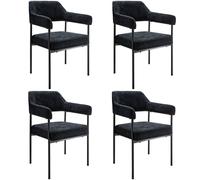 tectake Armchair Doe Set Of 4 - Woven Fabric Black/Black in Black | Size: 4 Pack TECTAKE Black 4 Pack