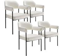 tectake Armchair Doe Set Of 4 - Woven Fabric Off-White/Black in Off-White | Size: 4 Pack TECTAKE Off-White 4 Pack