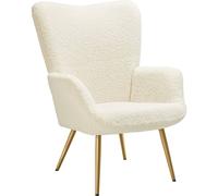 tectake Armchair Hygge - Bouclé Cream/Gold in Cream TECTAKE Cream