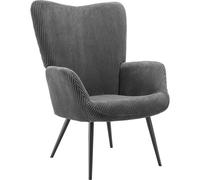 tectake Armchair Hygge - Wide Cord Anthracite/Black in Dark Grey TECTAKE Dark Grey