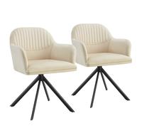 Tectake Lona Armchair Cream And Black Set Of 2, Cream