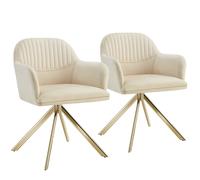 tectake Armchair Lona Set Of 2 - Cream/Gold in Cream | Size: 2 Pack TECTAKE Cream 2 Pack