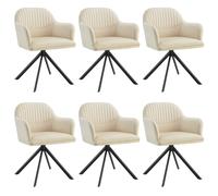 Tectake Armchair Lona Cream And Black Set Of 6, Cream