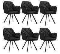 tectake Armchair Lucia Set Of 6 - Black | Size: 6 Pack TECTAKE Black 6 Pack