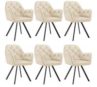 Tectake Lucia Armchair Cream Set Of 6, Cream