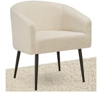 Tectake Armchair Mysig - Padded, Bouclé Cover, Continuous Arm And Backrest - Cream
