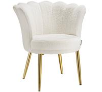 tectake Armchair Stella 1 - Faux Fur Cream/gold in Cream | Size: 1 Pack TECTAKE Cream 1 Pack