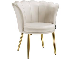 tectake Armchair Stella 1 - Velvet Look Cream/Gold in Cream | Size: 1 Pack TECTAKE Cream 1 Pack