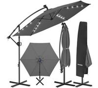 Garden Parasols Patio Umbrella with LED Solar 360 Rotatable UV Protection 3x3m