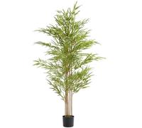 TecTake® Artificial Bamboo Plant with Realistic Leaves, Bendable Branches & Real Bamboo, Lifelike & Lush Artificial Plant with Durable Flowerpot, Fake Plant for Living Room, Bedroom, Office - 180 cm