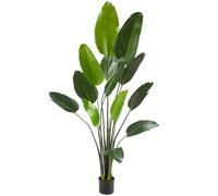 TecTake® Artificial Bird of Paradise Tree with Detailed Leaves & Bendable Branches, Lifelike Artificial Plant with Sturdy Flowerpot, Ideal Fake Plant as Living Room, Office & Bedroom Decor - 180 cm