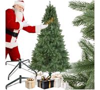 tectake® Artificial Christmas Tree in Lush Green with Lifelike Pine Needles & Bendable Branches, Quick Setup, Realistic Christmas Tree with Foldable Steel Stand, Allergy-Friendly Xmas Tree - 210 cm