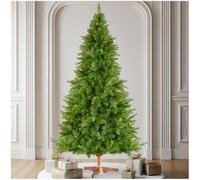 tectake® Artificial Christmas Tree in Vibrant Green with Lifelike Needles & Bendable Branches, Realistic Christmas Tree with Foldable Wooden Stand & Easy Setup, Allergy-Friendly Xmas Tree - 220 cm