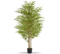 tectake Artificial Bamboo Plant in Pot 180cm - Size: 180 x 50 x 50cm - Green - Wilko