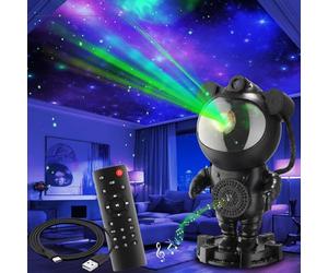 tectake® Astronaut Galaxy Projector with 4 Colours, LED Nebulae, Moon & Star Projector with Pre-Set Sounds & Bluetooth Connection, Starry Night Light for Bedroom & Gaming Room, Incl. Remote - Black