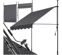 Tectake Awning With Hand Crank - Pressure Fitted , Height Adjustable 150 X 180 Cm - Black/grey