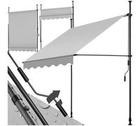 Tectake Awning With Hand Crank - Pressure Fitted , Height Adjustable 150 X 180 Cm - Light Grey