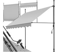 Tectake Awning With Hand Crank - Pressure Fitted , Height Adjustable 200 X 180 Cm - Light Grey