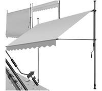 Tectake Awning With Hand Crank - Pressure Fitted , Height Adjustable 250 X 180 Cm - Light Grey