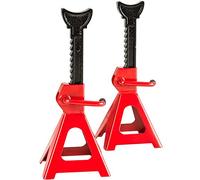 TecTake Axle Stands 3 tonne, Set of 2 | Lifting range: 285-425 mm | red