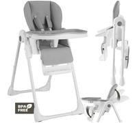 tectake® Baby High Chair with Adjustable Height, Backrest, Footrest & Tray, Folding Baby Chair with Secure Harness, Easy-Care Faux Leather Cover & 15 kg Load Capacity, Suitable from 6 Months