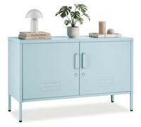 Tectake Baker Sideboard, Magnetic Closure, Adjustable Shelf 40 Cm - Grey/blue