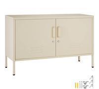 tectake Baker Sideboard, Magnetic Closure, Adjustable Shelf in Cream TECTAKE Cream