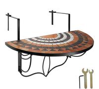 TecTake 800570 Foldable Balcony Table Mosaic, Suspended Table with Tabletop made of mosaic of stones, (Black-White | no. 402767)