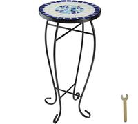 tectake Mosaic White and Blue Balcony Table - Size: 61.5 x 30 x 30cm - Wilko