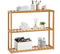 tectake® 3-Tier Bamboo Shelving Unit, 60 x 15 x 54.5 cm, Open Storage Unit in Lacquered Bamboo, Easy Assembly, Versatile Storage Rack - Ideal as Bathroom Shelf, Kitchen Shelf, Living Room Bookcase