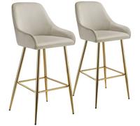 tectake Bar Stool Avane Cream/Gold Set Of 2 TECTAKE Multicolor