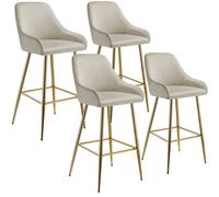 tectake Bar Stool Avane Cream/Gold Set Of 4 TECTAKE Multicolor
