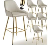 tectake Bar Stool Avane Cream/Gold Set Of 6 TECTAKE Multicolor