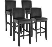 Tectake Bar Stool - Padded Backrest, Synthetic Leather, With Footrests - Black