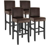 Tectake Bar Stools With A Padded Backrest And Faux Leather Cover - Brown, Set Of 4
